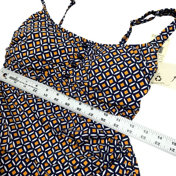 Gottex Tankini Swim Top Size 32D Blue Orange White Padded Underwire Geometric - Picture 3 of 11